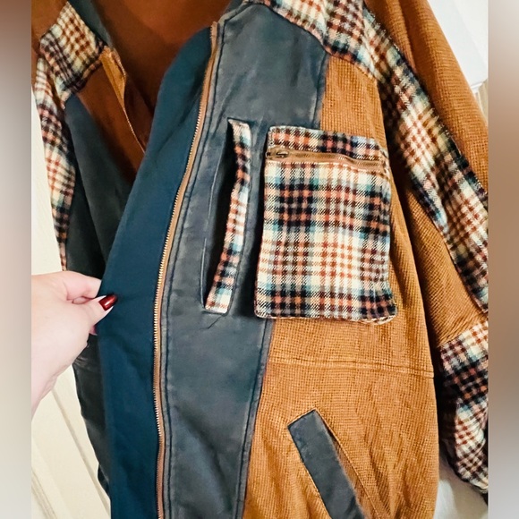 Olí & Hali XL BNWOT Plaid Patchwork Jacket with Green and Orange Accents - Picture 5 of 13